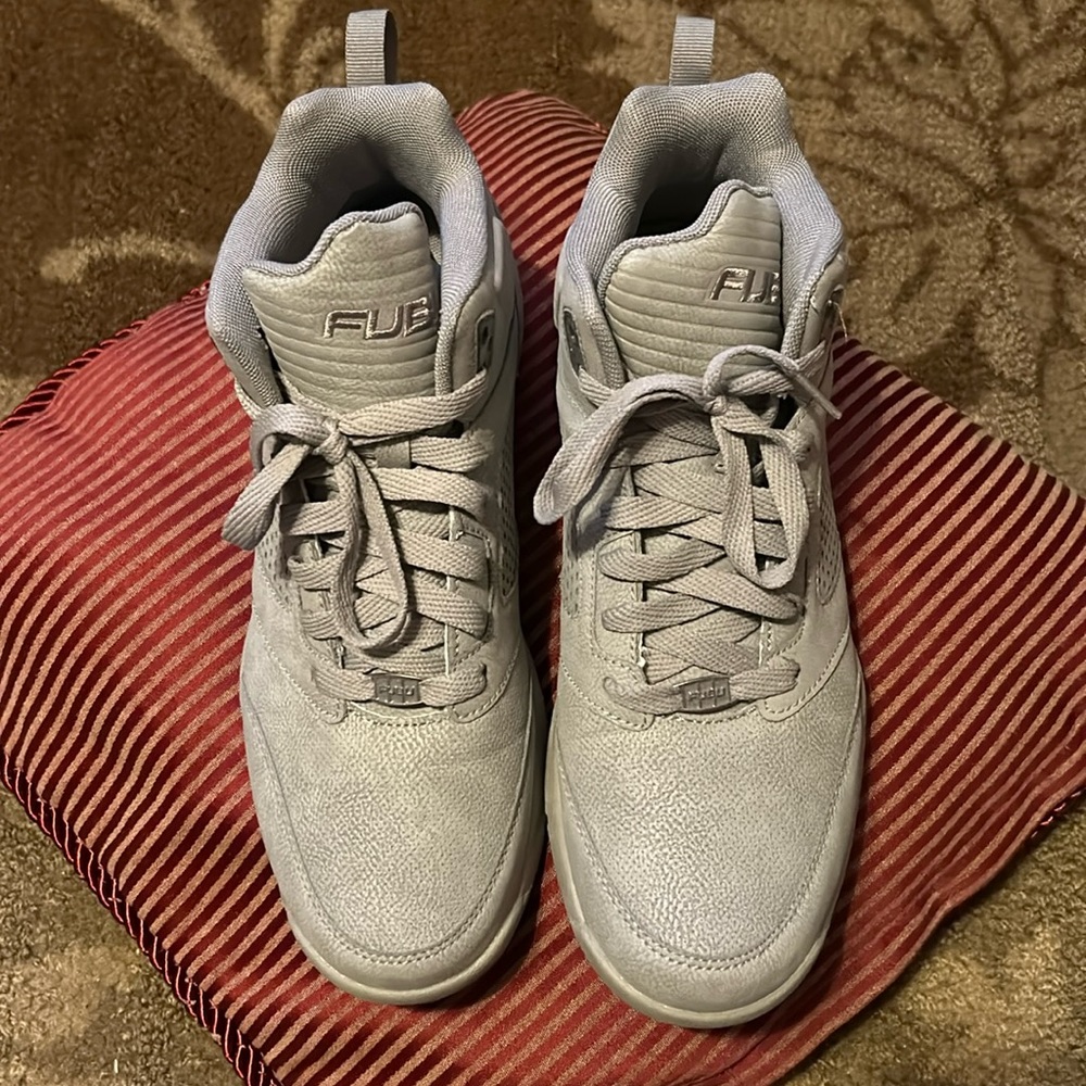 Women’s FUBU athletic shoes, gray/silver color. No original box, worn once